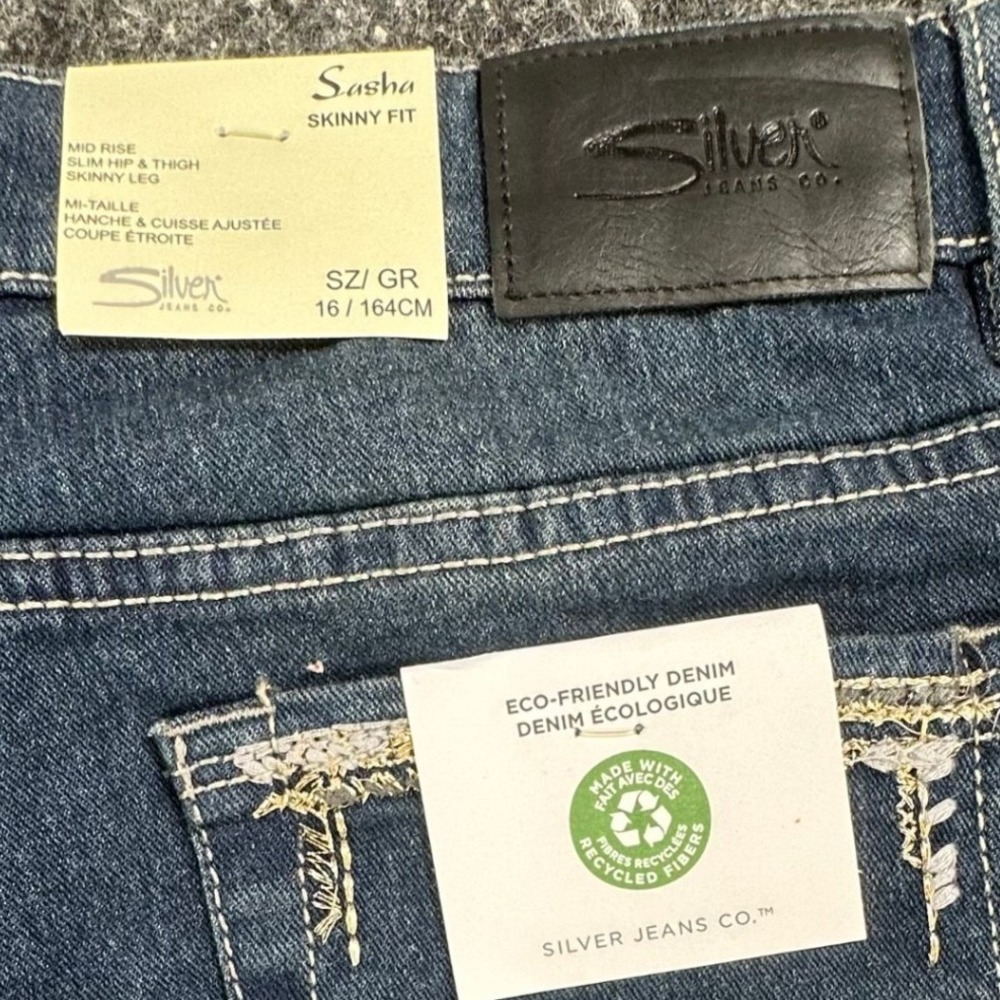 Silver Jeans Co Sasha Skinny Jeans Girls 16 Blue Eco Denim Slim Fit NWT - Picture 7 of 16